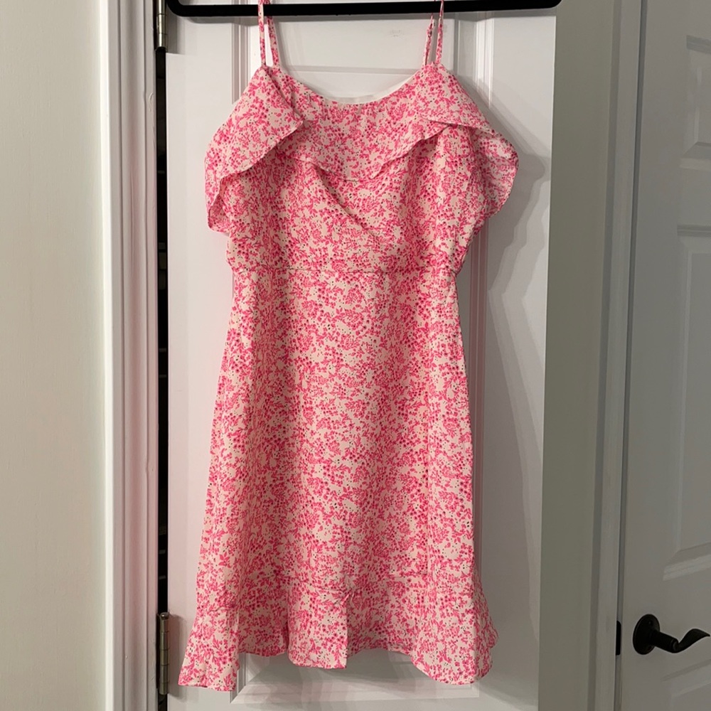 Pink floral mini dress - like new!